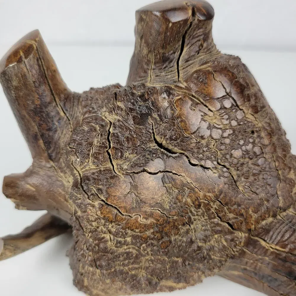 Vintage Burl Root Oil Candle Lamp Glass Lantern Wood Base Retro MCM Decor